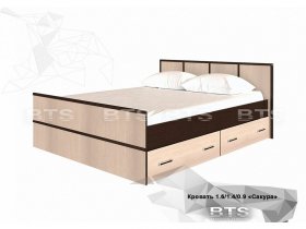 Кровать двуспальная с ящиками 1,4м Сакура (BTS) в Новотырышкино - novotyryshkino.mebel-nsk.ru | фото