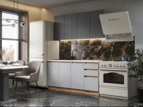 Кухонный гарнитур Ника 1,6 м (графит/серый софт) в Новотырышкино - novotyryshkino.mebel-nsk.ru | фото