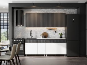 Кухонный гарнитур София (2,0м) (бланж/графит матовый) в Новотырышкино - novotyryshkino.mebel-nsk.ru | фото