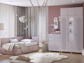 Модульная детская Милана (белое дерево/сакура) в Новотырышкино - novotyryshkino.mebel-nsk.ru | фото
