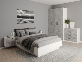 Модульная спальня Гамма (белый/цемент) в Новотырышкино - novotyryshkino.mebel-nsk.ru | фото