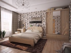 Модульная спальня Виктория-1 (дуб сонома) в Новотырышкино - novotyryshkino.mebel-nsk.ru | фото