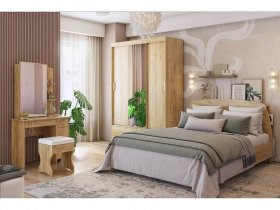 Модульная спальня Виктория-1 (дуб крафт золотой) в Новотырышкино - novotyryshkino.mebel-nsk.ru | фото