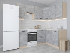 Модульная угловая кухня 1,4м*2,1м Лада (цемент) в Новотырышкино - novotyryshkino.mebel-nsk.ru | фото