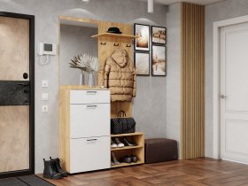 Прихожая Монтана (дуб крафт золотой/белый) в Новотырышкино - novotyryshkino.mebel-nsk.ru | фото