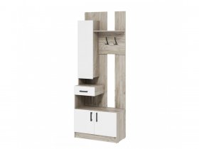 Прихожая ВШ-1 Вега (дуб крафт серый/белый) в Новотырышкино - novotyryshkino.mebel-nsk.ru | фото