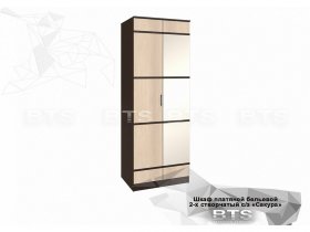 Шкаф двухстворчатый с зеркалом платяной-бельевой Сакура (BTS) в Новотырышкино - novotyryshkino.mebel-nsk.ru | фото