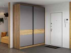 Шкаф-купе Бостон ШК-005 (2.0 м) (дуб крафт золотой/серый шифер) в Новотырышкино - novotyryshkino.mebel-nsk.ru | фото