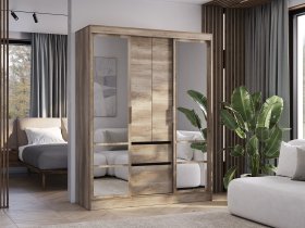 Шкаф-купе ШКК-06 Энигма (венге/дуб каньон) в Новотырышкино - novotyryshkino.mebel-nsk.ru | фото