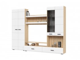 Стенка ГС-01 Либерти (дуб сонома/белый глянец) в Новотырышкино - novotyryshkino.mebel-nsk.ru | фото