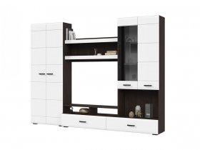 Стенка ГС-01 Либерти (венге/белый глянец) в Новотырышкино - novotyryshkino.mebel-nsk.ru | фото