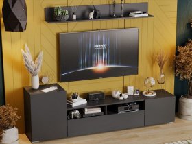 Стенка «Сильвия» (графит серый) в Новотырышкино - novotyryshkino.mebel-nsk.ru | фото