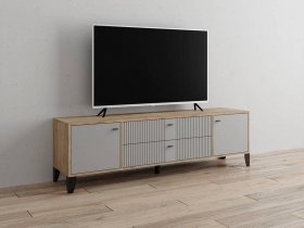 Тумба под ТВ Парус-10 (дуб крафт серый/серый) в Новотырышкино - novotyryshkino.mebel-nsk.ru | фото